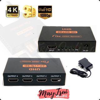4K HDMI Splitter 1 in 4 Out, Ublue HDMI Splitter 4K with 5V/2A AC Cable