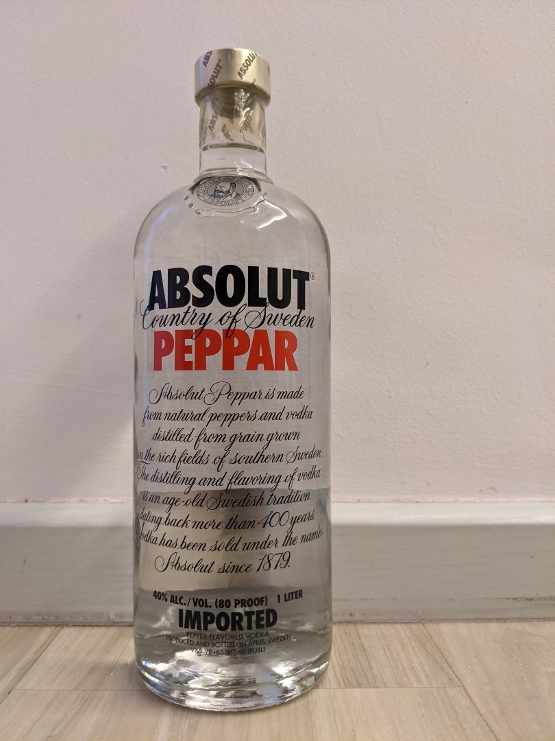 Absolut Vodka Peppar Limited Edition Food Drinks Alcoholic Beverages On Carousell