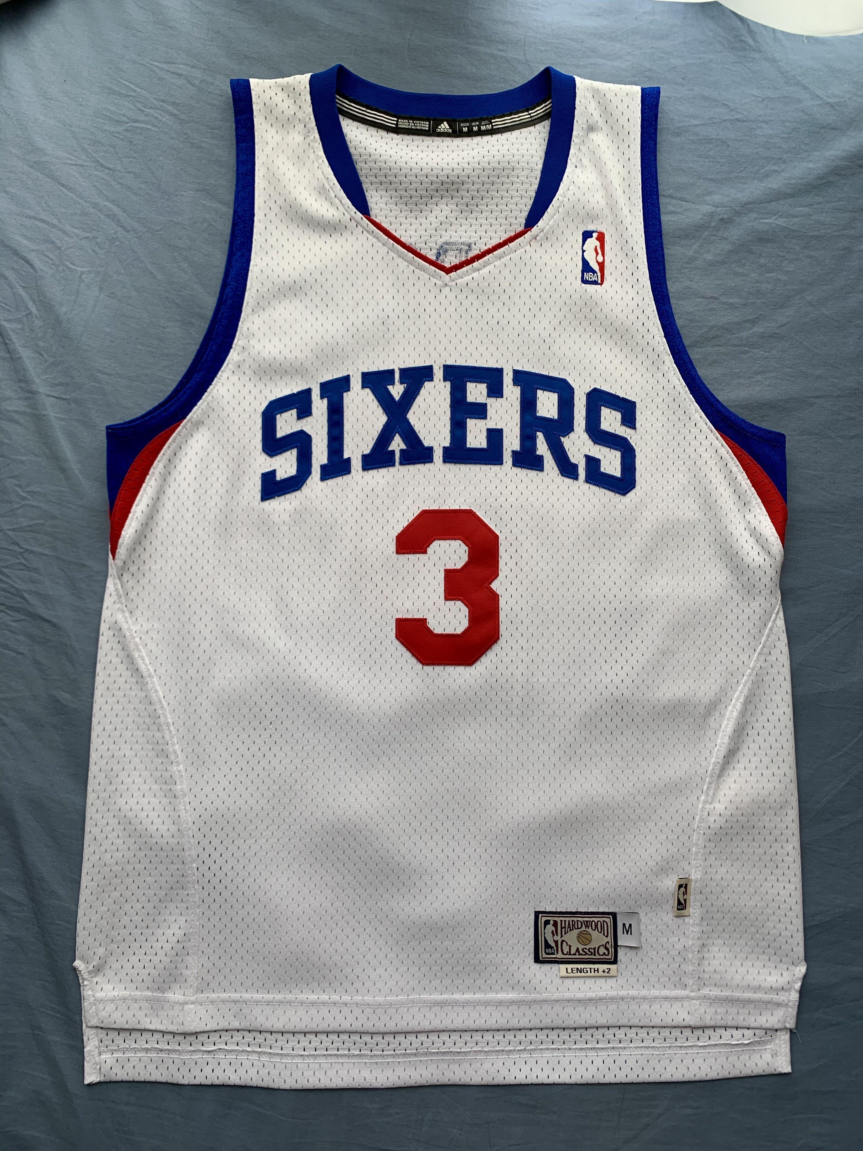 SIXERS ALLEN IVERSON #3 NBA ADIDAS HARDWOOD CLASSICS LENGTH+2 JERSEY LARGE