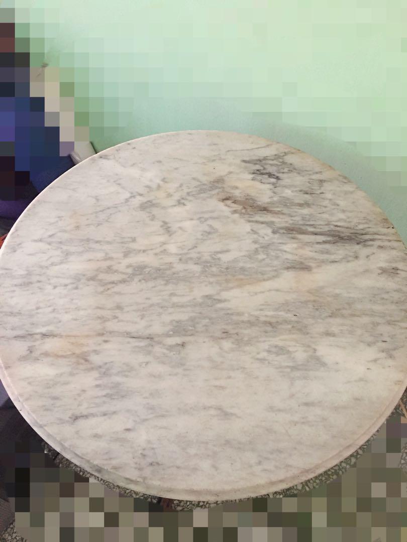 Authentic Vintage Round Marble Coffee Table, Furniture & Home Living