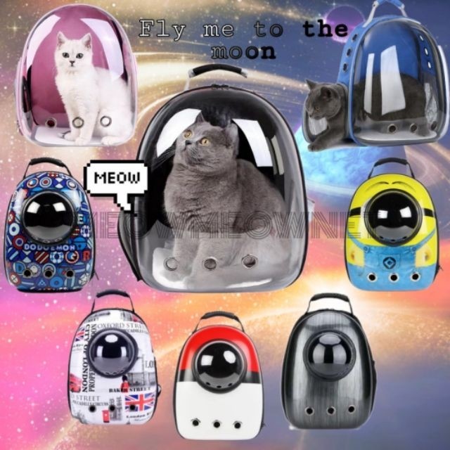 BEG KUCING Pet Astronaut Capsule Transparent Cat Dog Backpack 