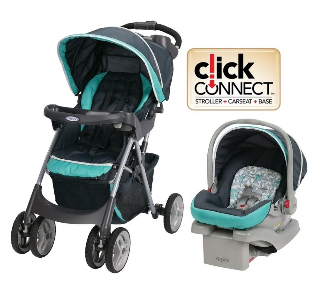 BUNDLE SALE Graco Comfy Cruiser Click Connect Travel System Stroller Car Seat Base
