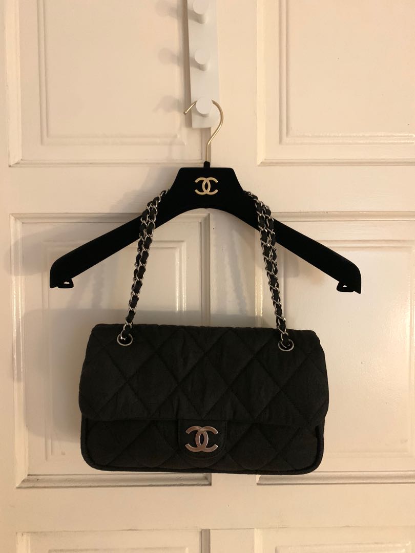 Chanel Timeless Vintage Cc Tote Towel Rare Piece Black Terry Cloth Beach Bag  For Sale at 1stDibs  chanel towel bag chanel beach tote chanel cloth bag