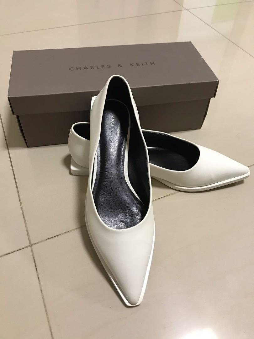 Charles Keith white designer flats shoes Women s Fashion