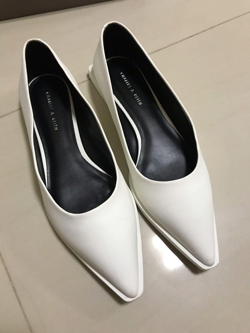 Charles Keith white designer flats shoes Women s Fashion