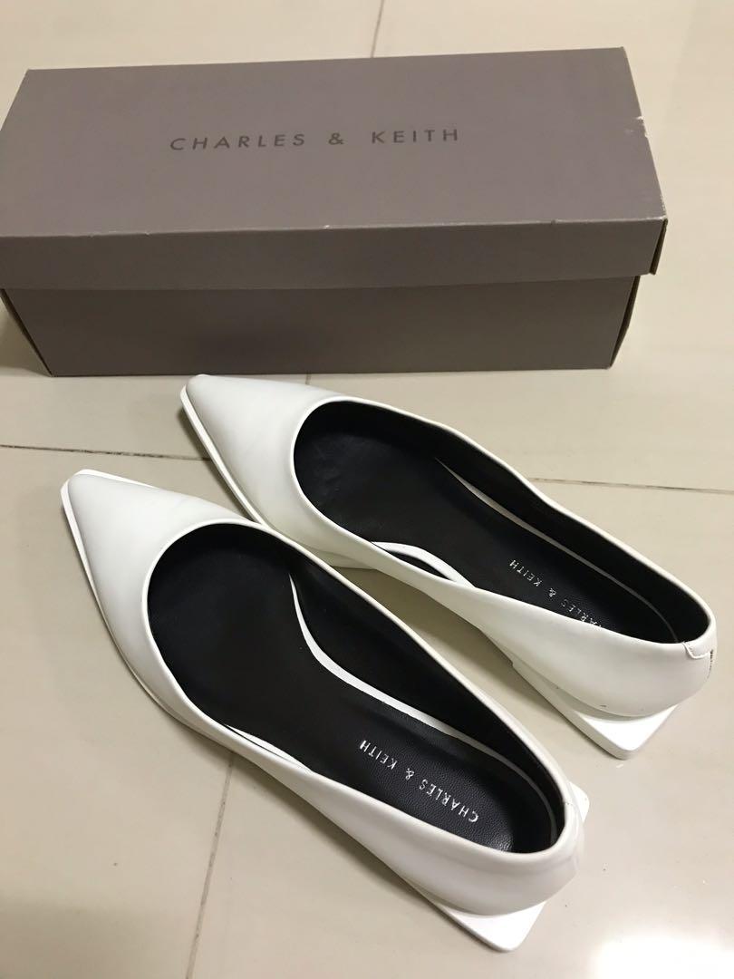 Charles Keith white designer flats shoes Women s Fashion