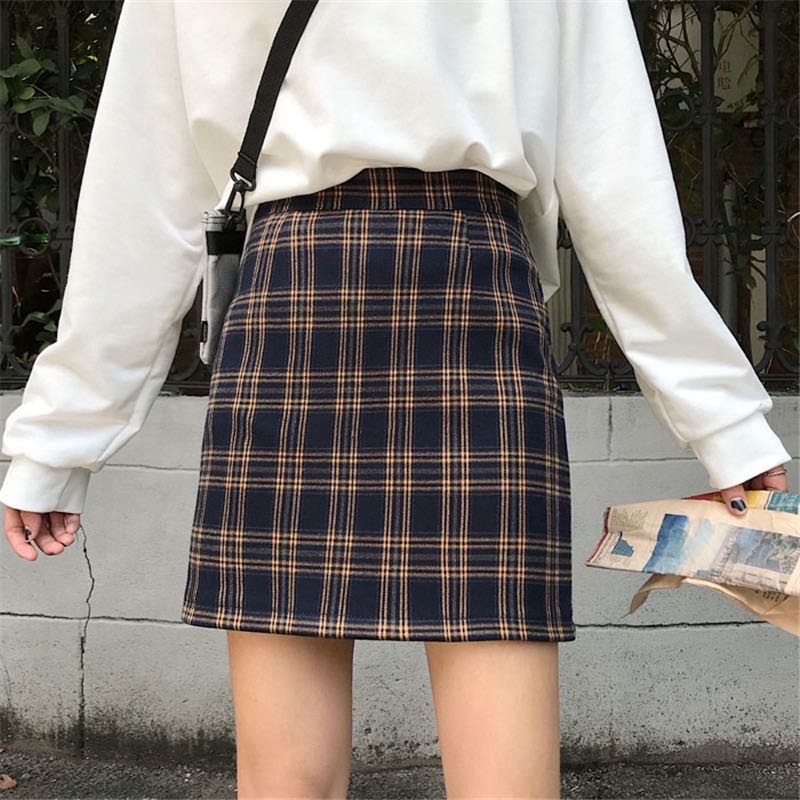 plus size checkered skirt