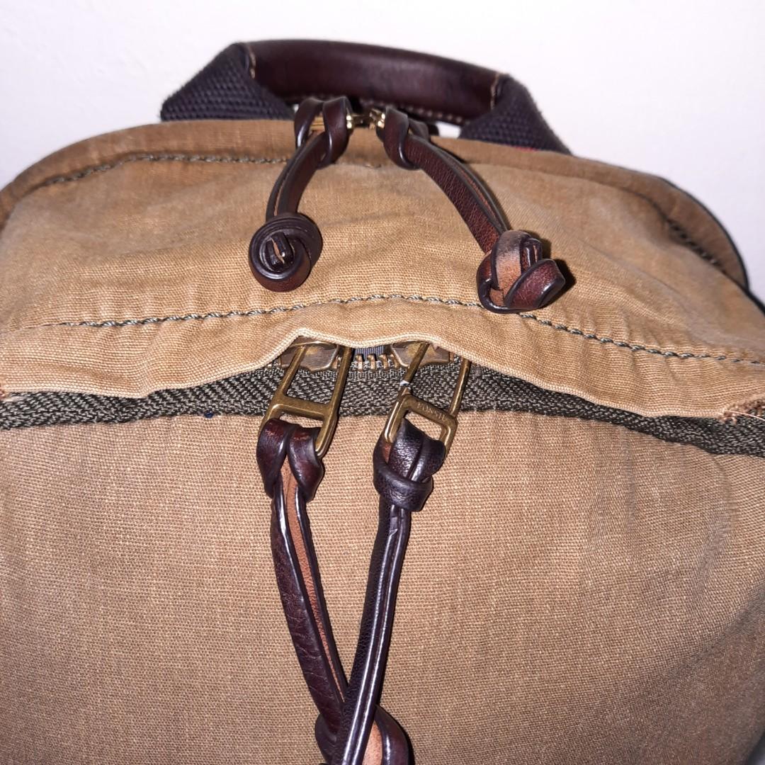 Fossil canvas leather backpack