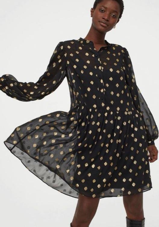 h&m black and gold dress H&M Black Dress With Gold Accents Women's Size Medium NEW