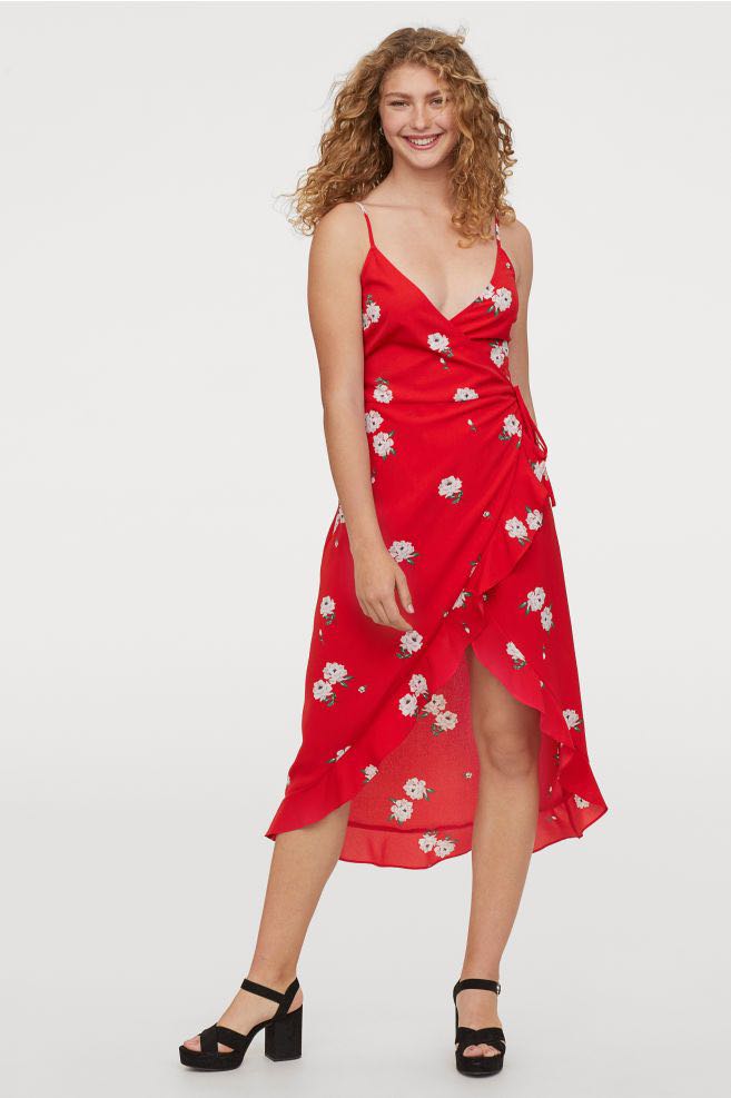 H and m red floral dress discount