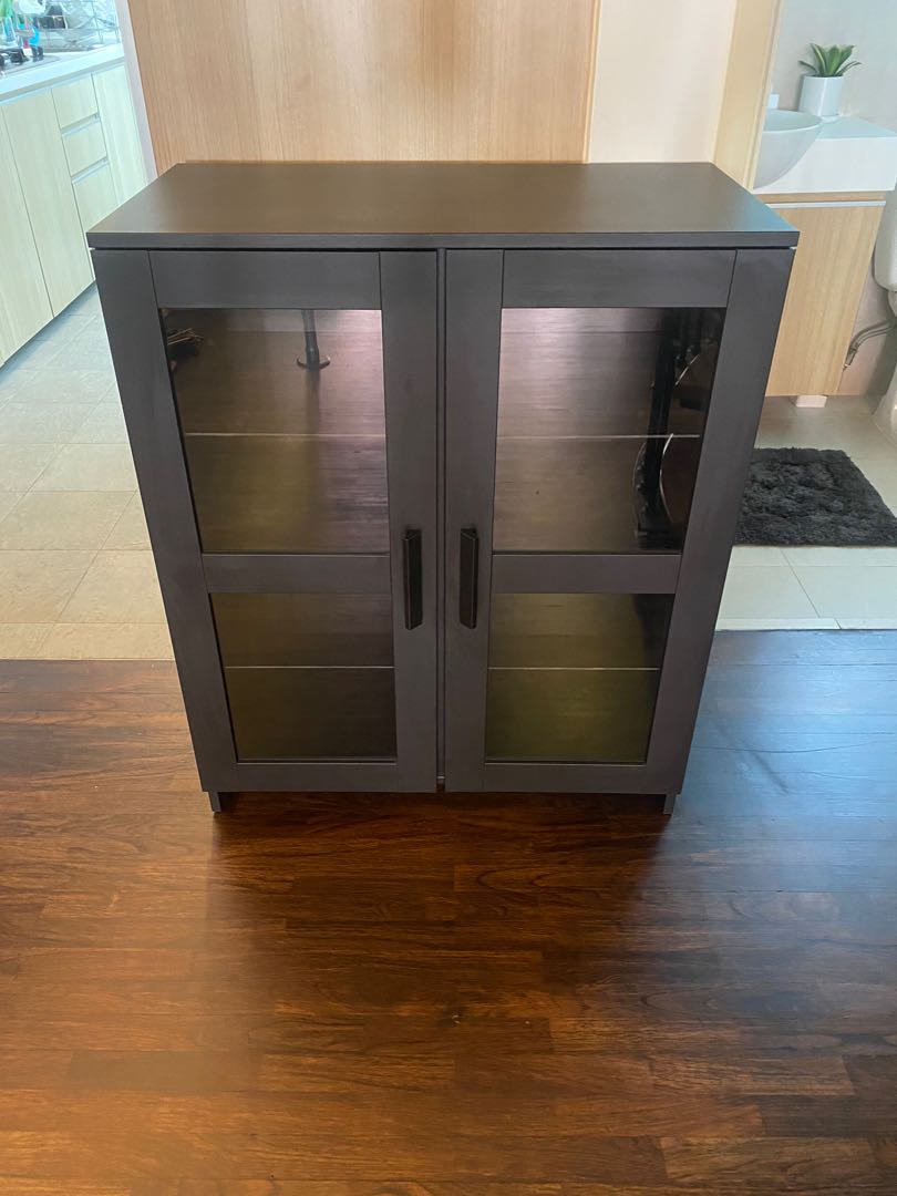 Brimnes cabinet with doors glass black new arrivals