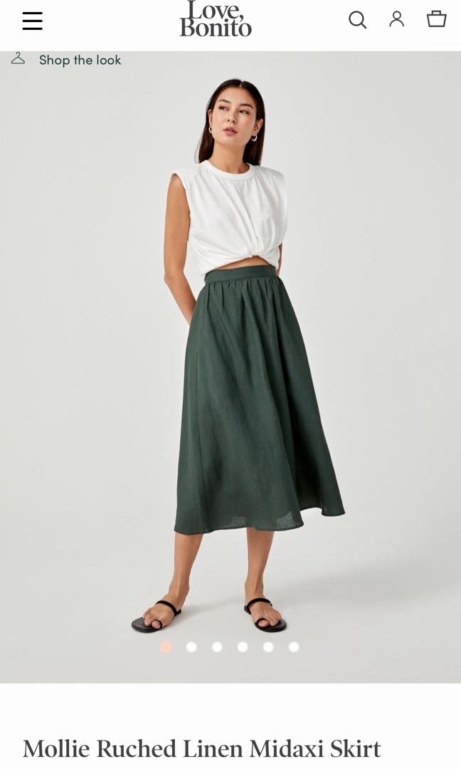 ruched linen skirt