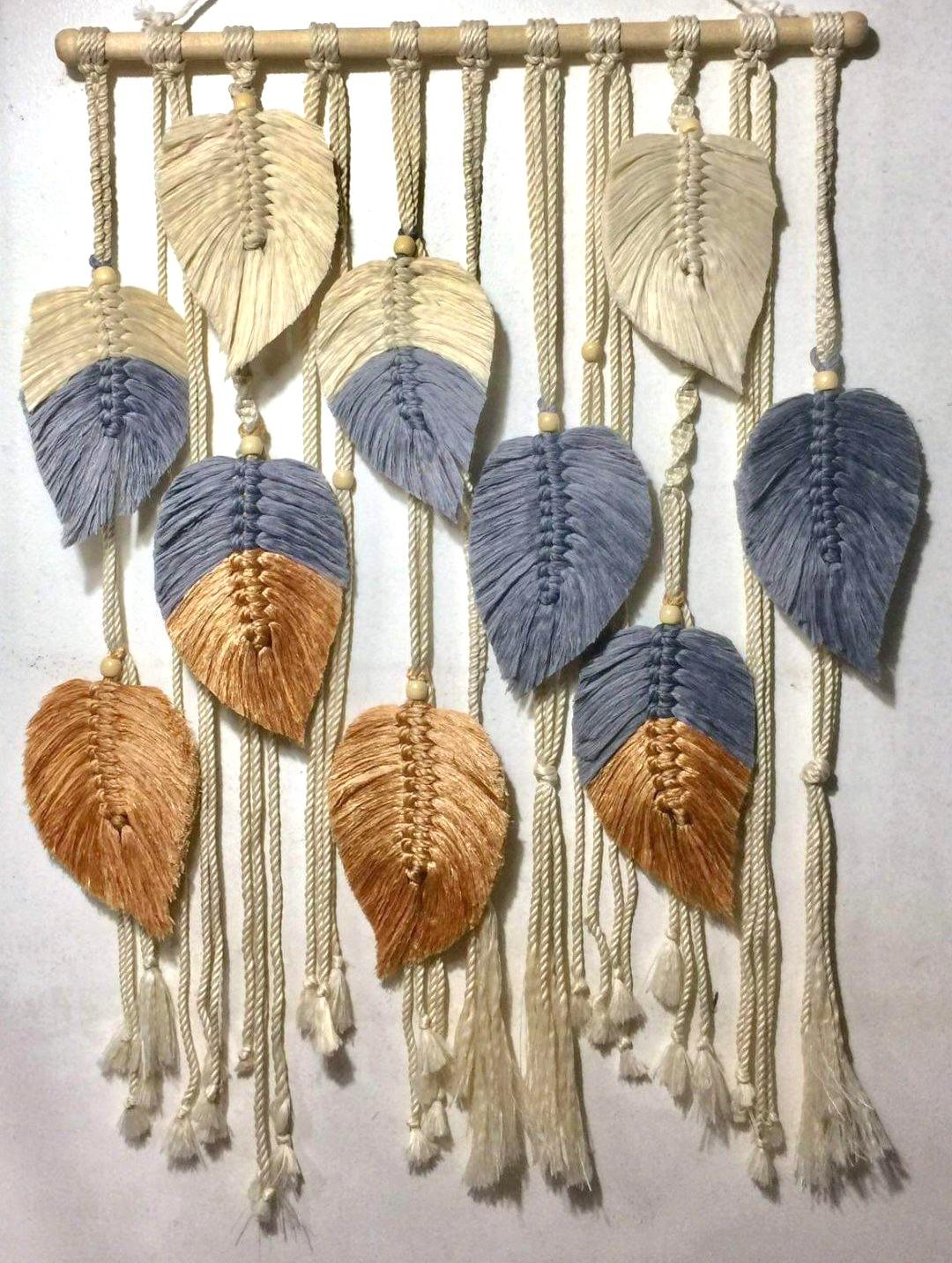 MACRAME LEAF WALL HANGING DECOR, Hobbies & Toys, Stationary & Craft, Handmade Craft on Carousell