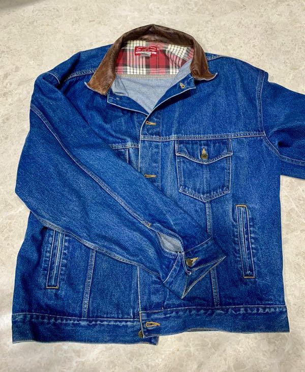 Marlboro denim clearance jacket leather collar