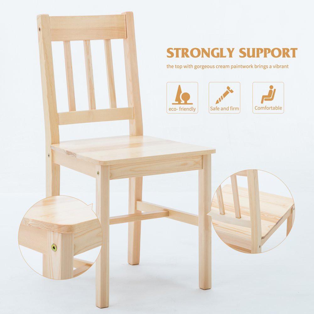 Mecor 5 Piece Kitchen Table Set Natural Pine Wood Table and 4