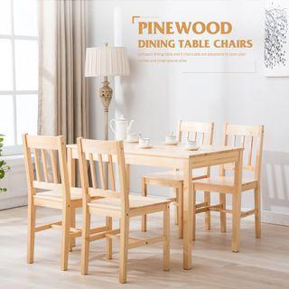 Mecor 5 Piece Kitchen Table Set Natural Pine Wood Table and 4 Chairs