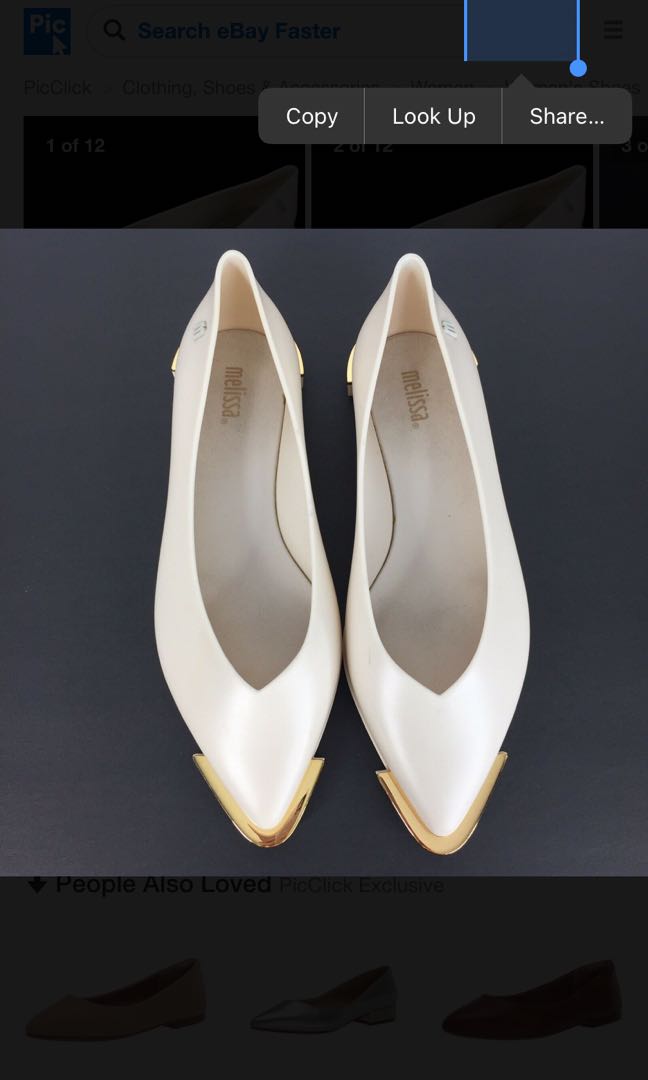 MELISSA Spice Pointed Flats w Gold Tip White
