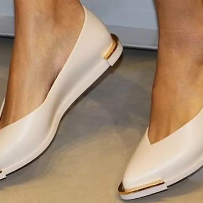 MELISSA Spice Pointed Flats w Gold Tip White