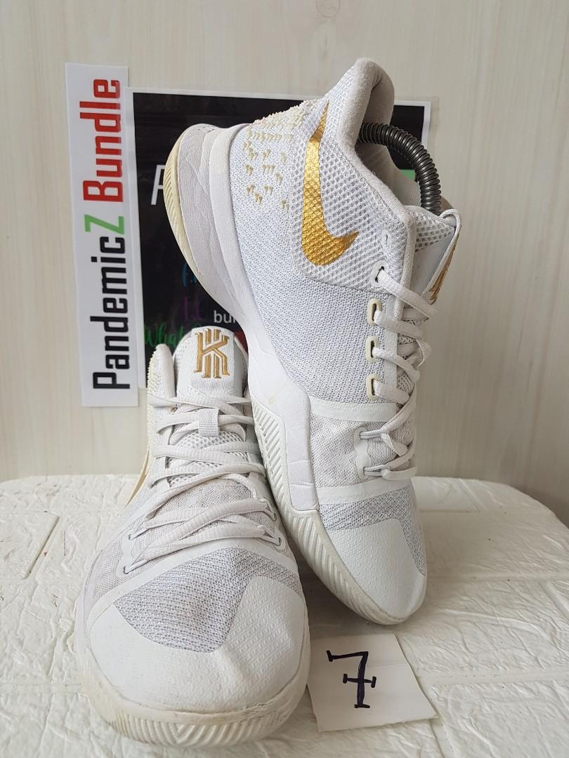 Kyrie 3s white and gold top