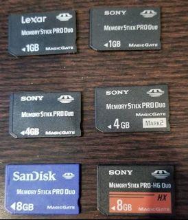 Official Sony Memory Sticks 1GB, 4GB, and 8GB
