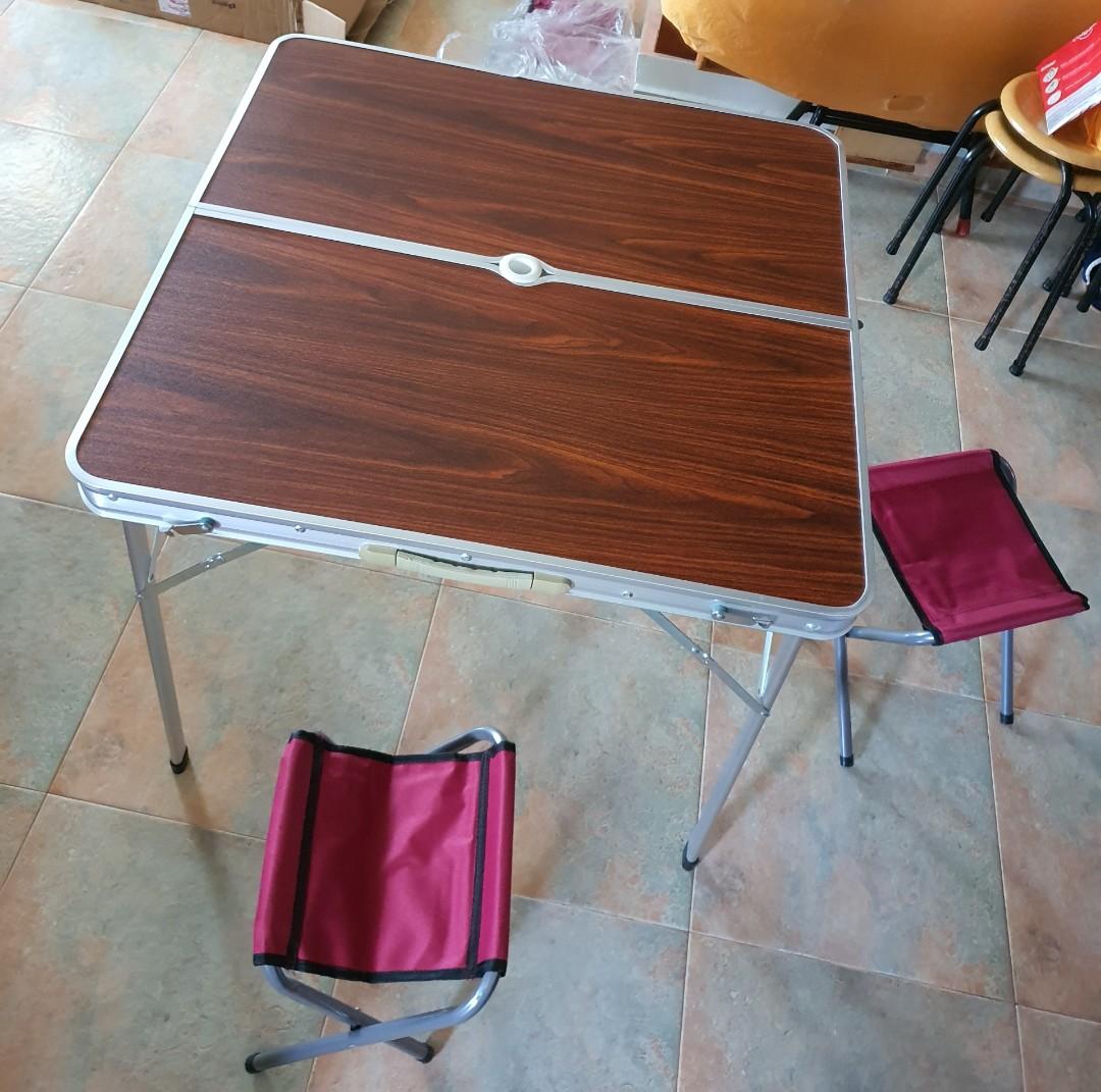 Portable Square Table Portable Square Table with 4 Chairs included (suitable for mahjong ...