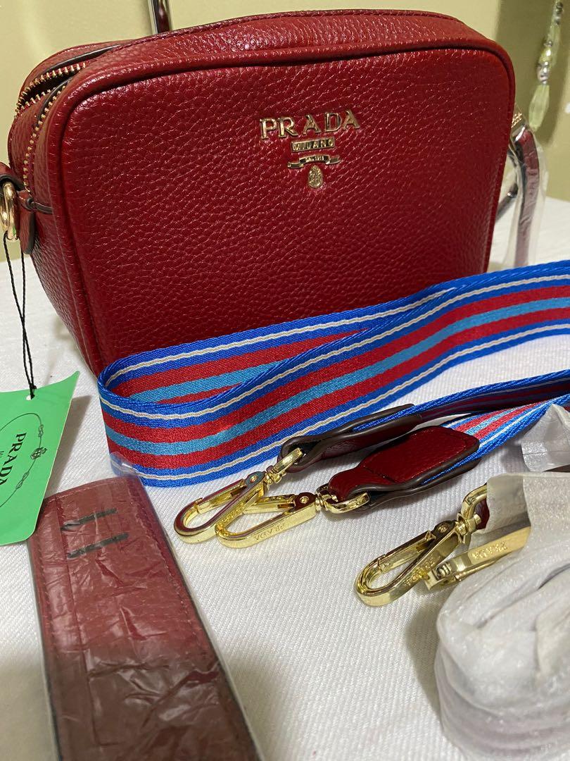 prada camera bag red