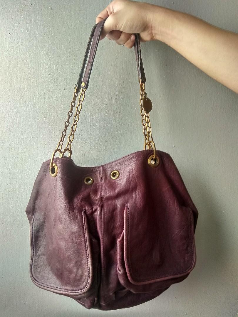 purple leather shoulder bag, Women's Fashion, Bags & Wallets, Shoulder