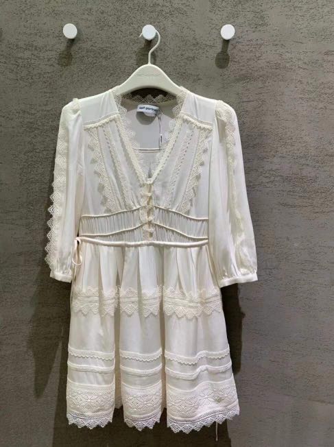 self portrait  Ivory Lace Trimmed Mini Dress, , & , -  Carousell