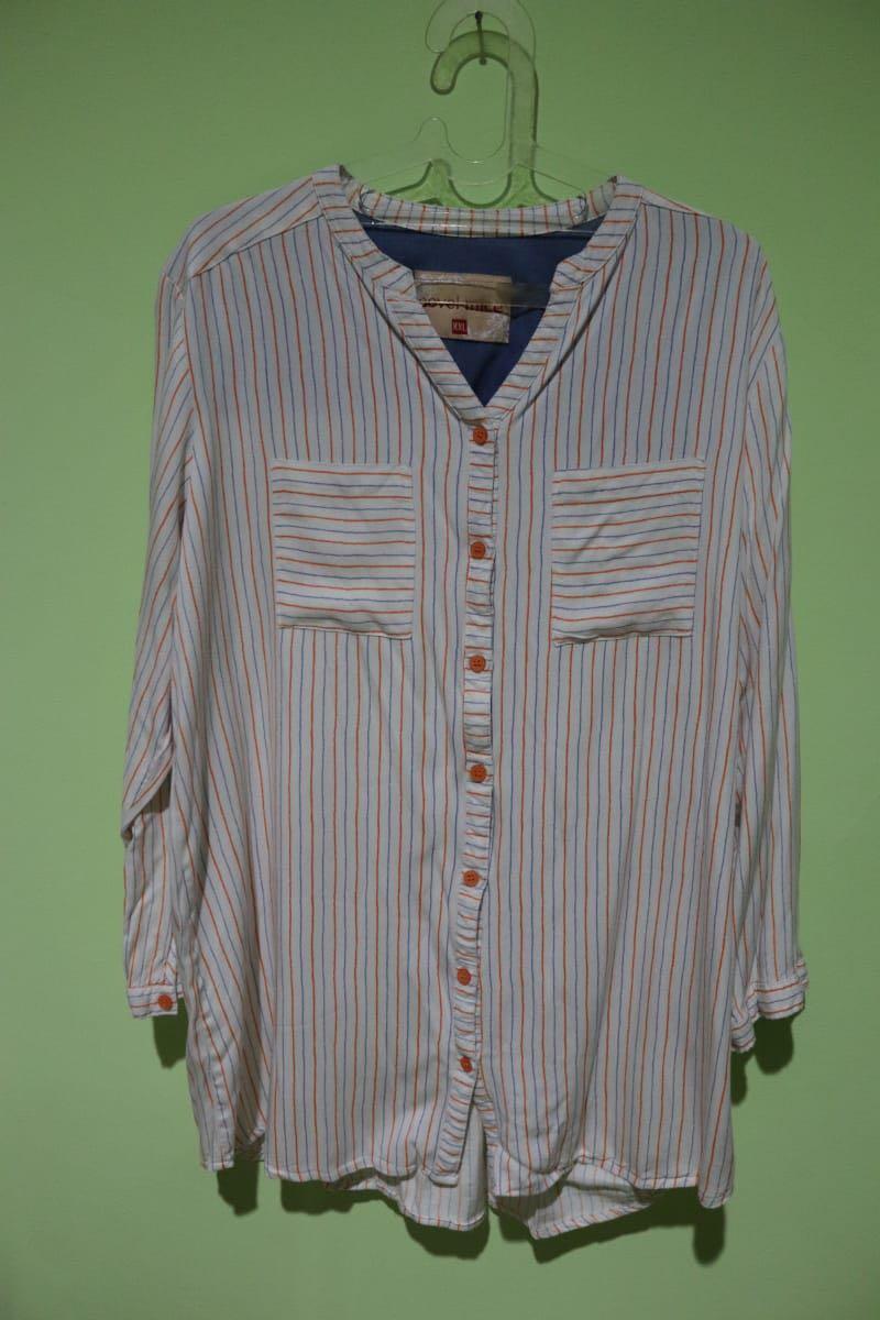 white and orange blouse