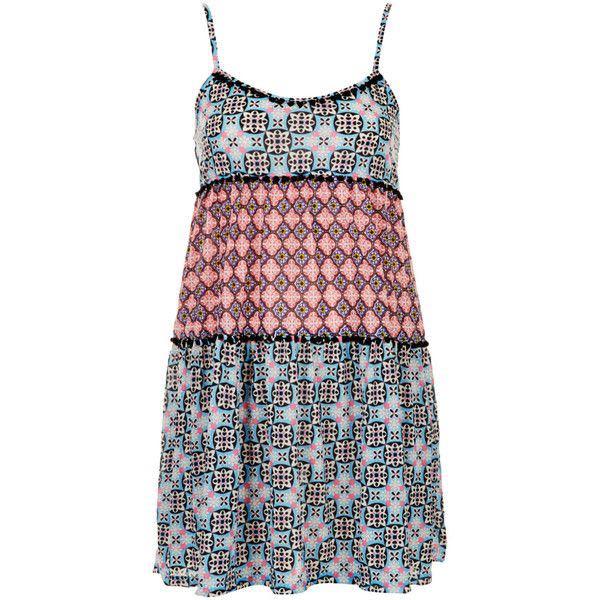 Topshop Boho Tile Print Pompom Tunic Babydoll Dress Women s Fashion Tops Sleeveless on Carousell