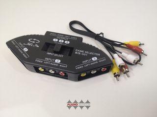 3 Port AV Composite + Audio RCA Selector AV Switch Splitter