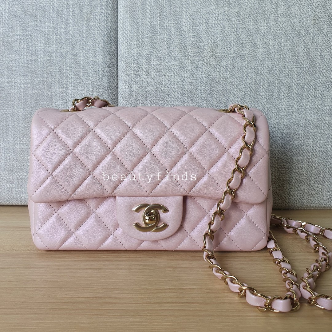 ?? BRAND NEW: Chanel 21S Iridescent Pink Mini Rectangular Flap (Calfskin)  (Non-nego), Luxury, Bags & Wallets on Carousell