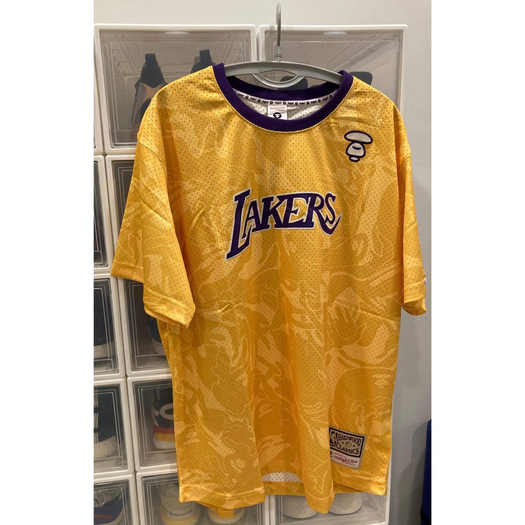 Aape x Mitchell Ness Lakers Mesh Tee Men s Fashion Tops Sets