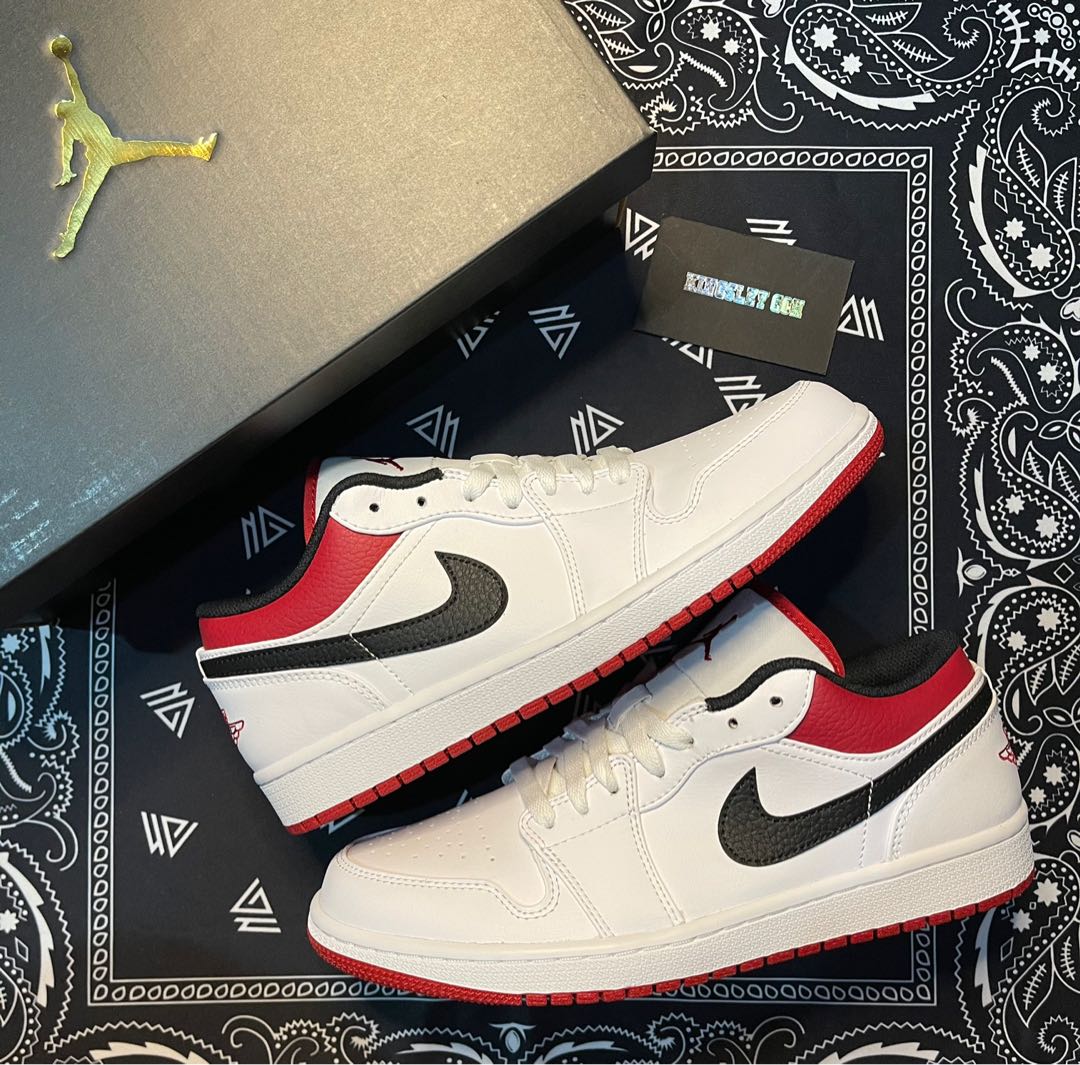 Air Jordan 1 Low White University Red Black Men S Fashion Footwear Sneakers On Carousell