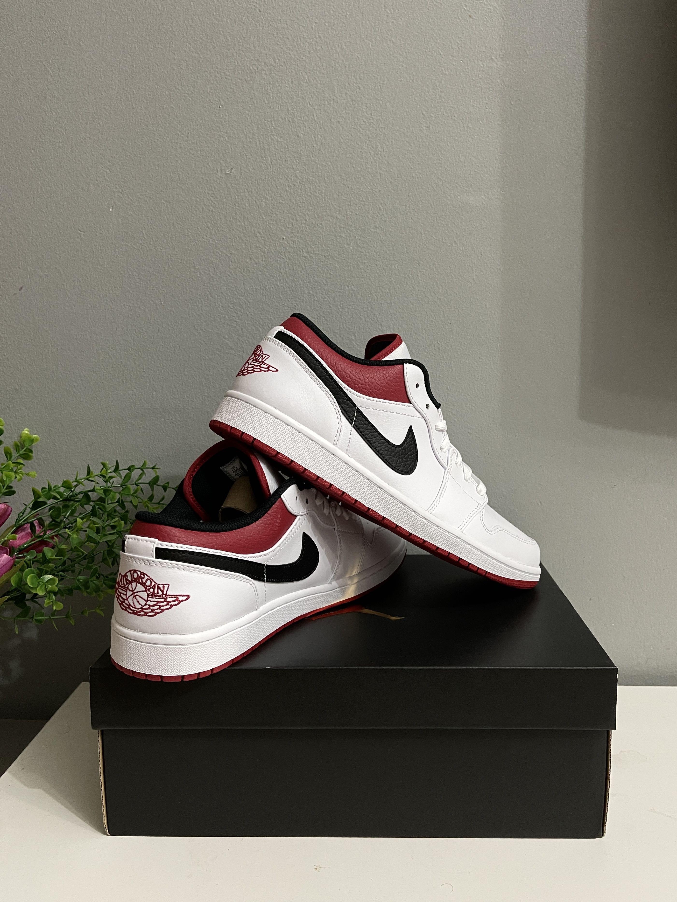 Air Jordan 1 Low White University Red Black Men S Fashion Footwear Sneakers On Carousell