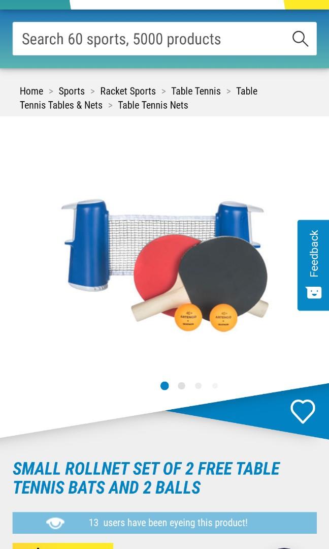 Artengo Table Tennis Home kit, Sports Equipment, Sports & Games, Racket