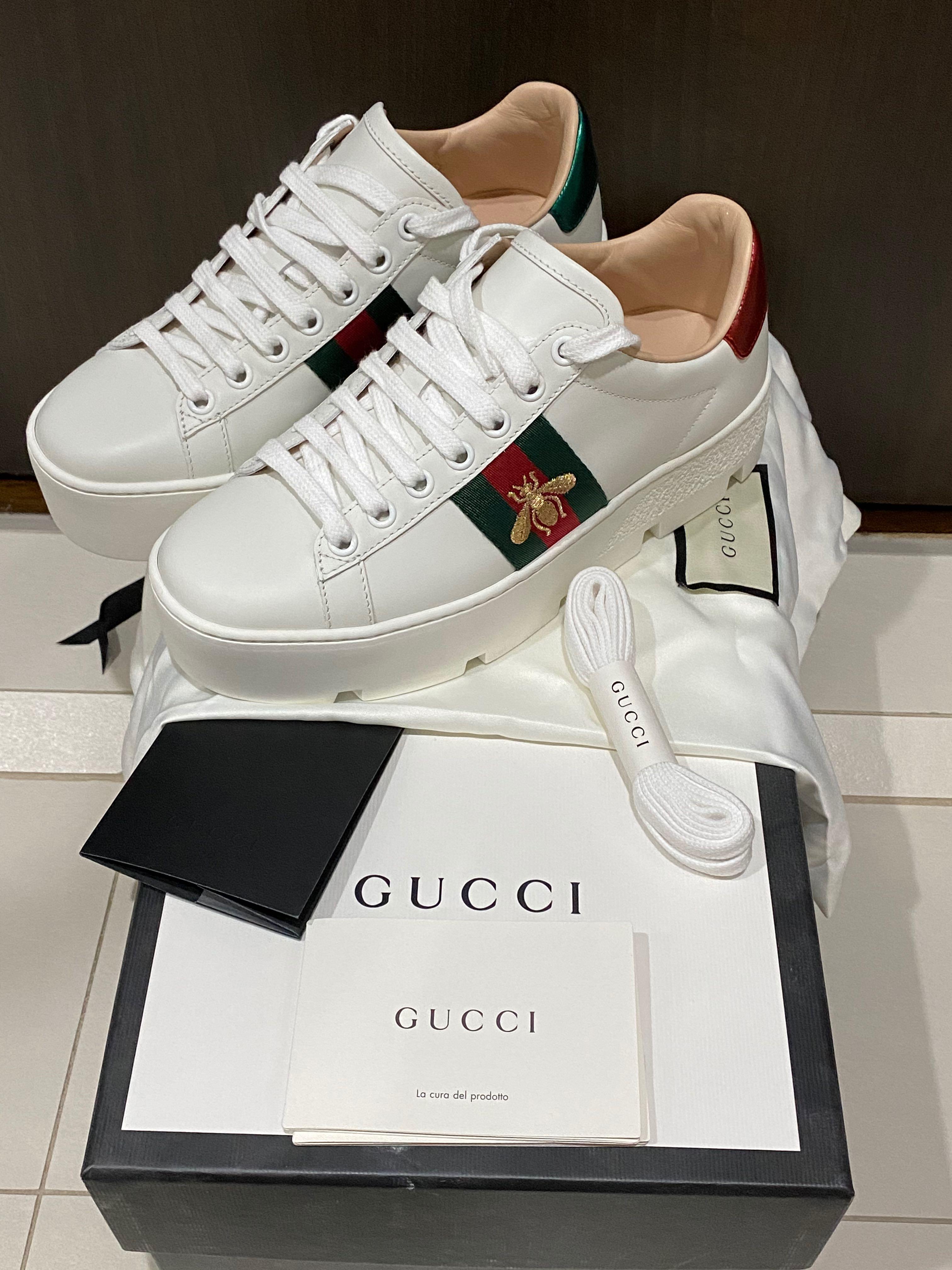 Authentic Like New Gucci Ace Platform Sneakers, Luxury, Sneakers & Footwear  on Carousell