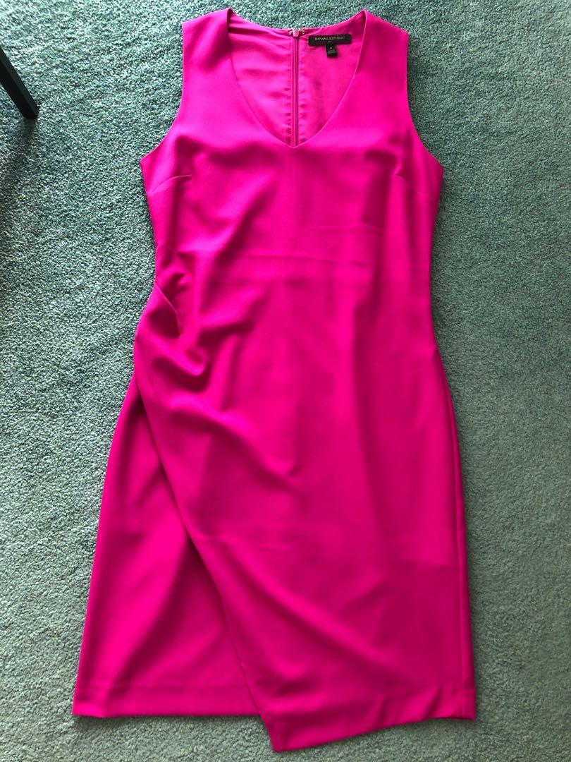 Banana Republic dress shocking pink with a sexy slit in front