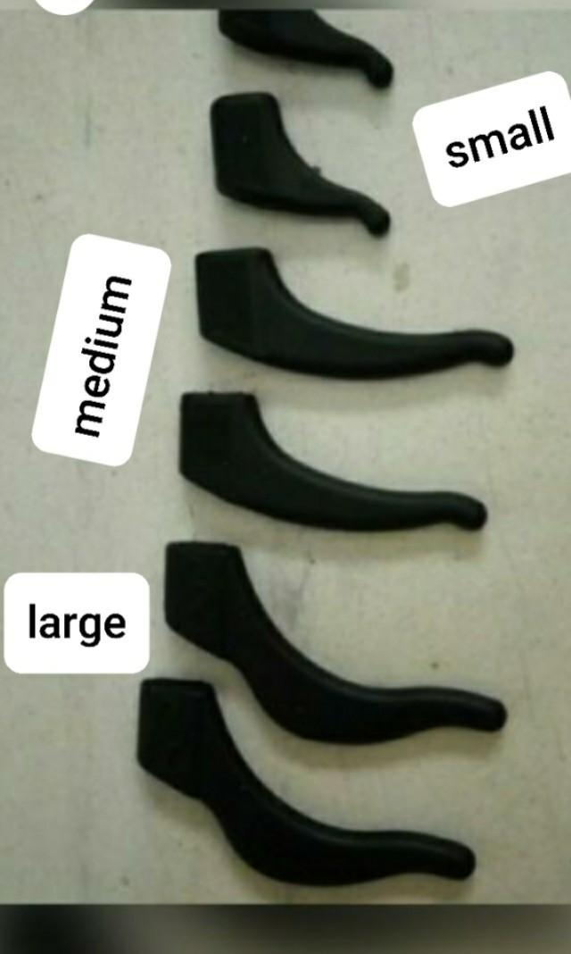 Anti Slip Silicone Spectacles Ear Hook -3 sizes Army Hook Camping CCA Sports (Category: Other Sports Equipment and Supplies) located in Singapore. Submitted by leng8021 (Listing ID 155779345, Image 2). Description: Brand new $3 for one pair 2 pairs for $4 3 pairs for $5 4 pairs for $6 Size- small for below 12yrs old Medium for 7 and above Large for adults Colour ava - as shown in pics Suitable for people active in sport and outdoor activities Cli