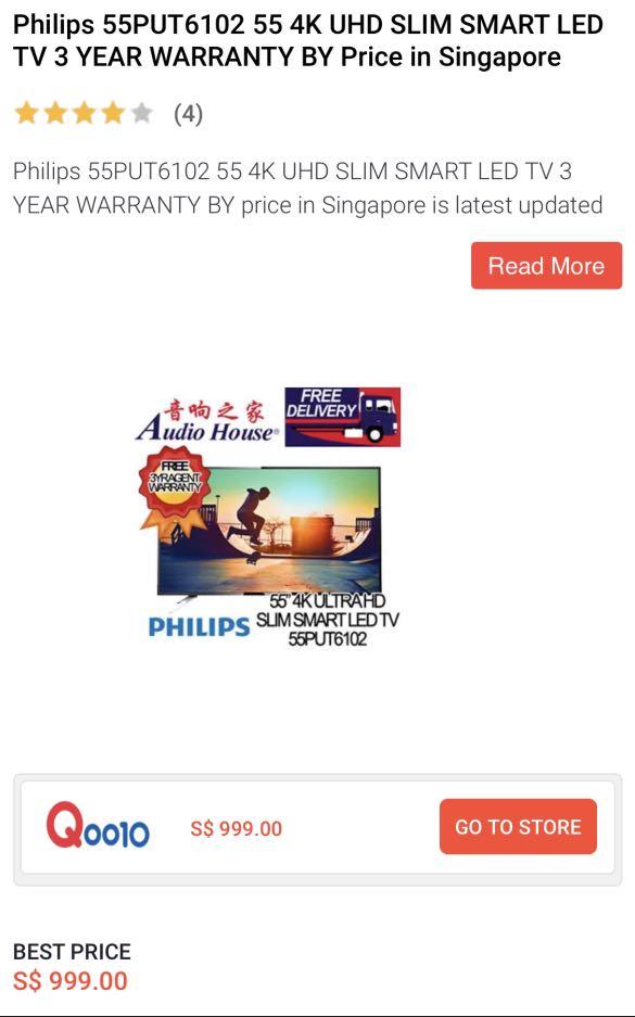 Bnib Phillips 6000 Series 4k Slim Smart Led Tv 55 Inch Tv Home Appliances Tv Entertainment Tv On Carousell