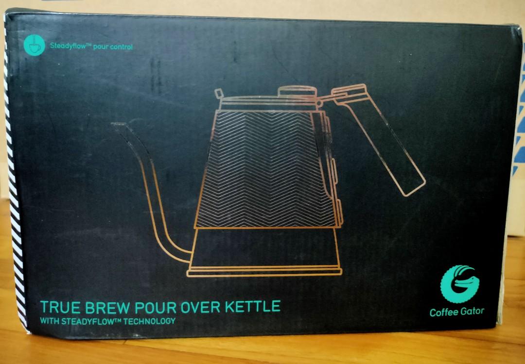 (BNIB) Coffee Gator True Brew Gooseneck Kettle Integrated Thermometer, Speedyfill Lid