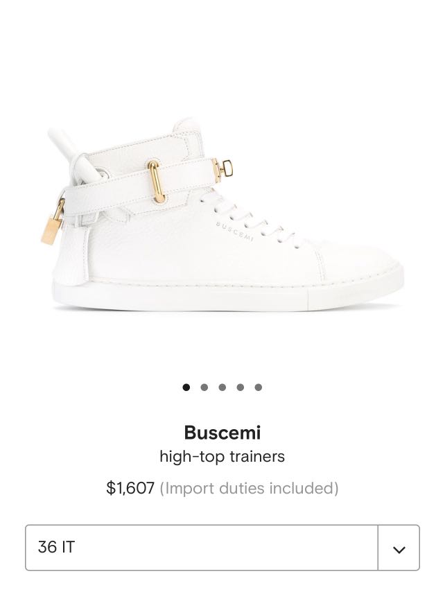 BUSCEMI 100mm White High Top Sneaker Men s Fashion Footwear
