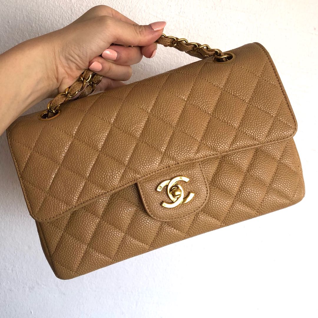 Chanel dark beige caramel small flap, Women's Fashion, Bags & Wallets,  Cross-body Bags on Carousell