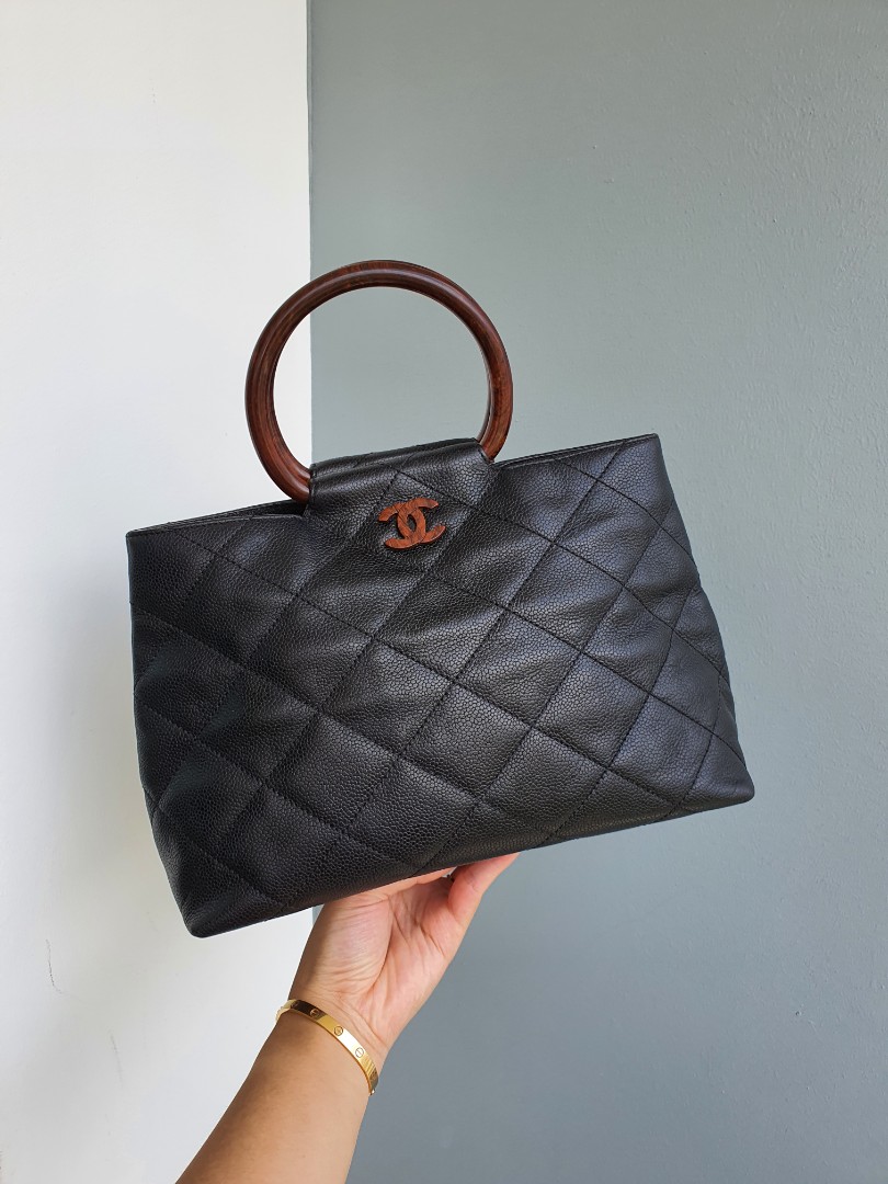 CHANEL Wood Handle Handbag in Black Caviar - More Than You Can Imagine