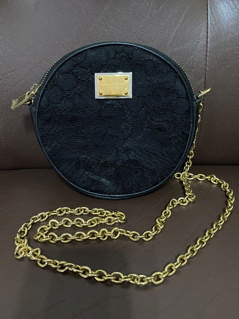 Dolce Gabbana D&G Noir Round Chain Sling, Women's Fashion, Bags & Wallets,  Cross-body Bags on Carousell