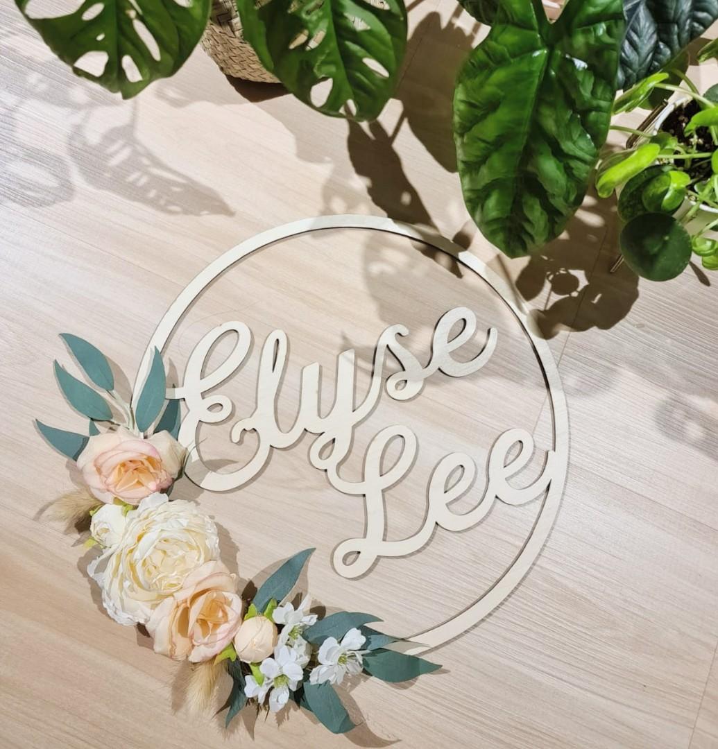 Floral Name Sign In Peach Blush Hobbies Toys Stationery Craft Handmade Craft On Carousell