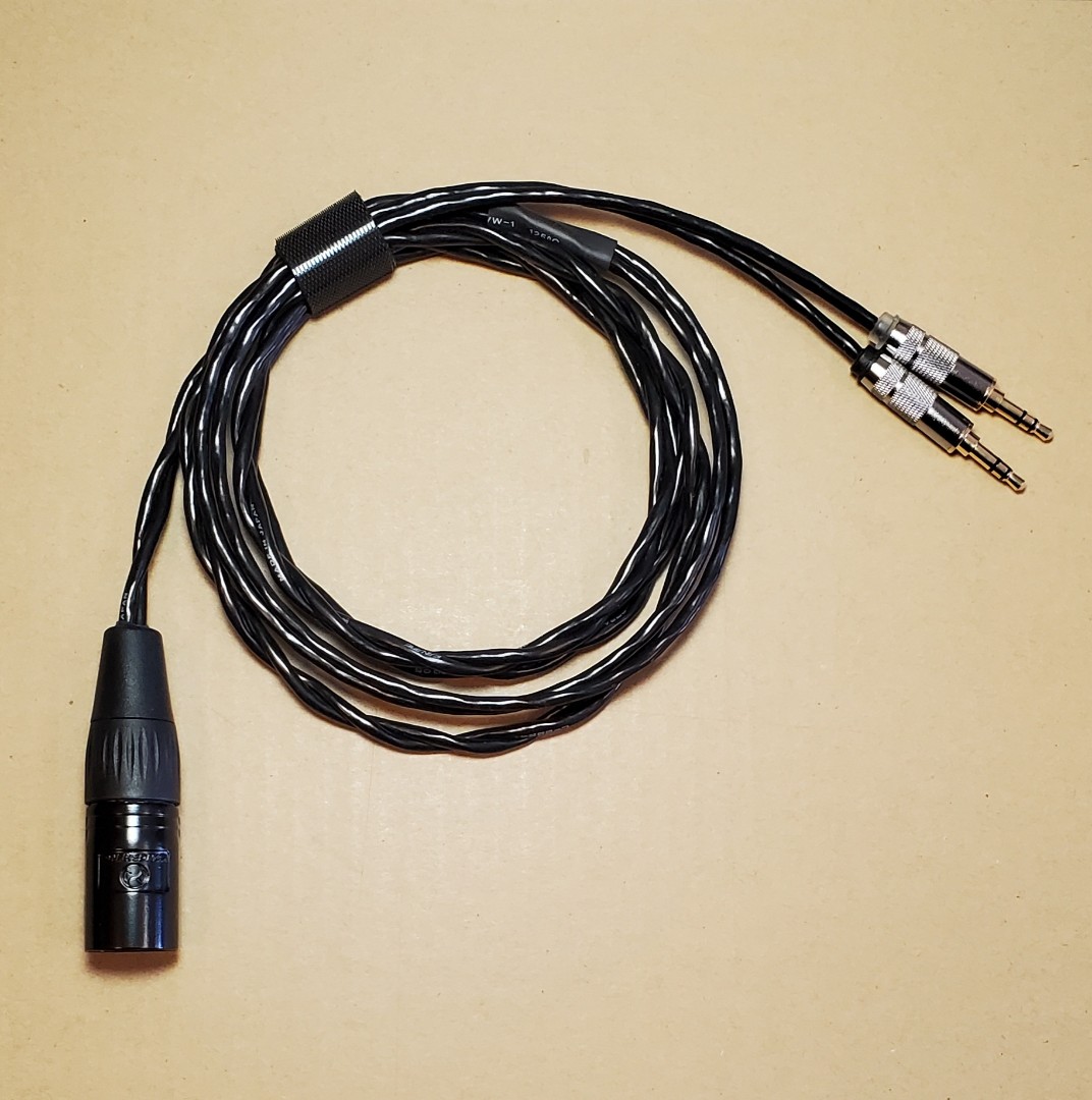 Hifiman headphone cable, balanced XLR 4pin to dual 3.5mm, 2M, 手提電話, 電話及