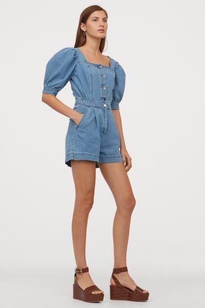 H&m denim playsuit cheap