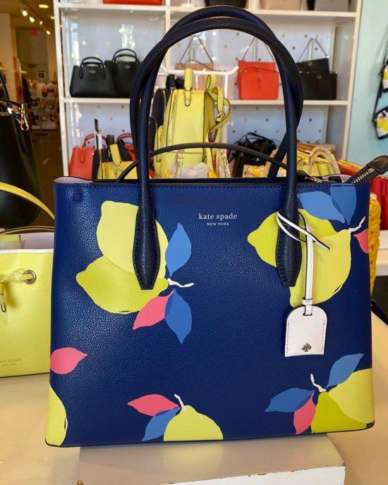 KATE SPADE EVA LEMON ZEST MEDIUM TOP ZIP SATCHEL (BLUE MULTI), Women's  Fashion, Bags & Wallets, Purses & Pouches on Carousell