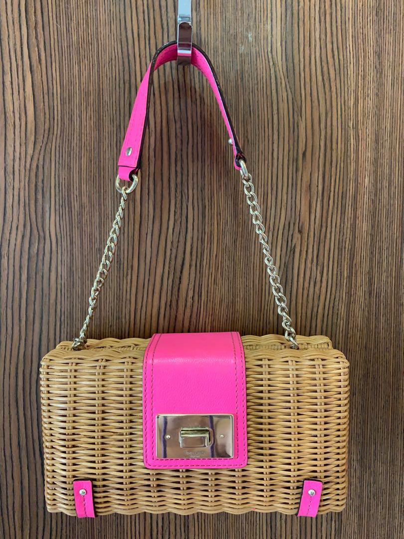Kate Spade Rectangular Black Wicker Hand Held Purse w/ Gold Handles & Clasp  - $180 - From Jess